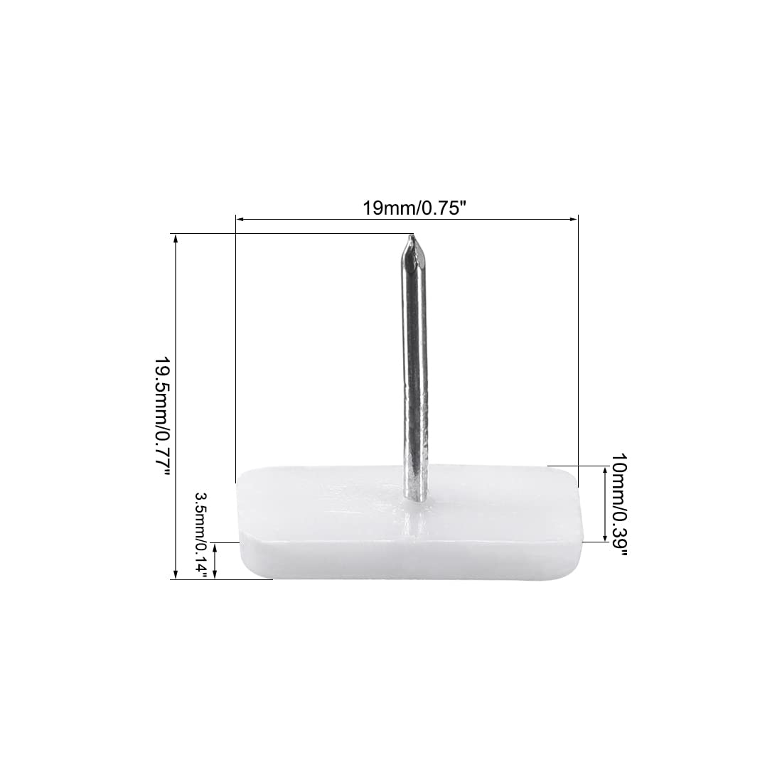 uxcell 19mm x 10mm White Plastic Furniture Glide Nails - 40pcs Square Chair & Table Leg Protectors for Hardwood Floors & Tile Surfaces | Prevents Scratches & Noise