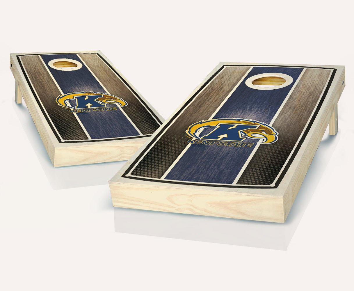 Custom Stained Striped Cornhole Boards Set - Regulation Size with 8 ACA Approved Bean Bags - Perfect for Backyard Parties, Tailgating & Outdoor Games