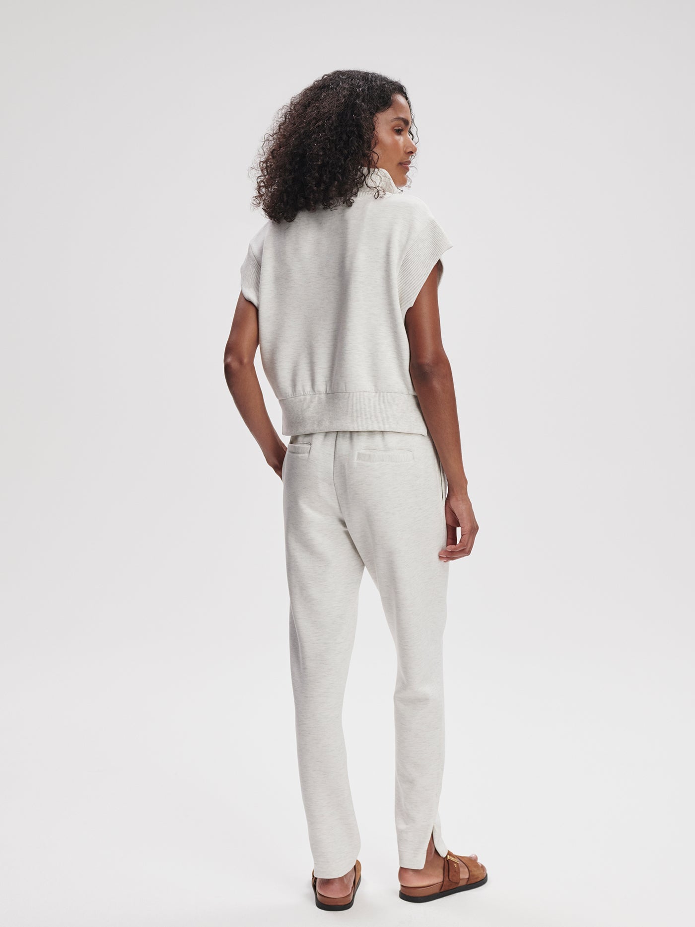 Varley Kelly Half Zip Sweatshirt for Women - Ivory Marl Pullover Fleece Top | Casual Wear, Workout, Lounge & Outdoor Activities