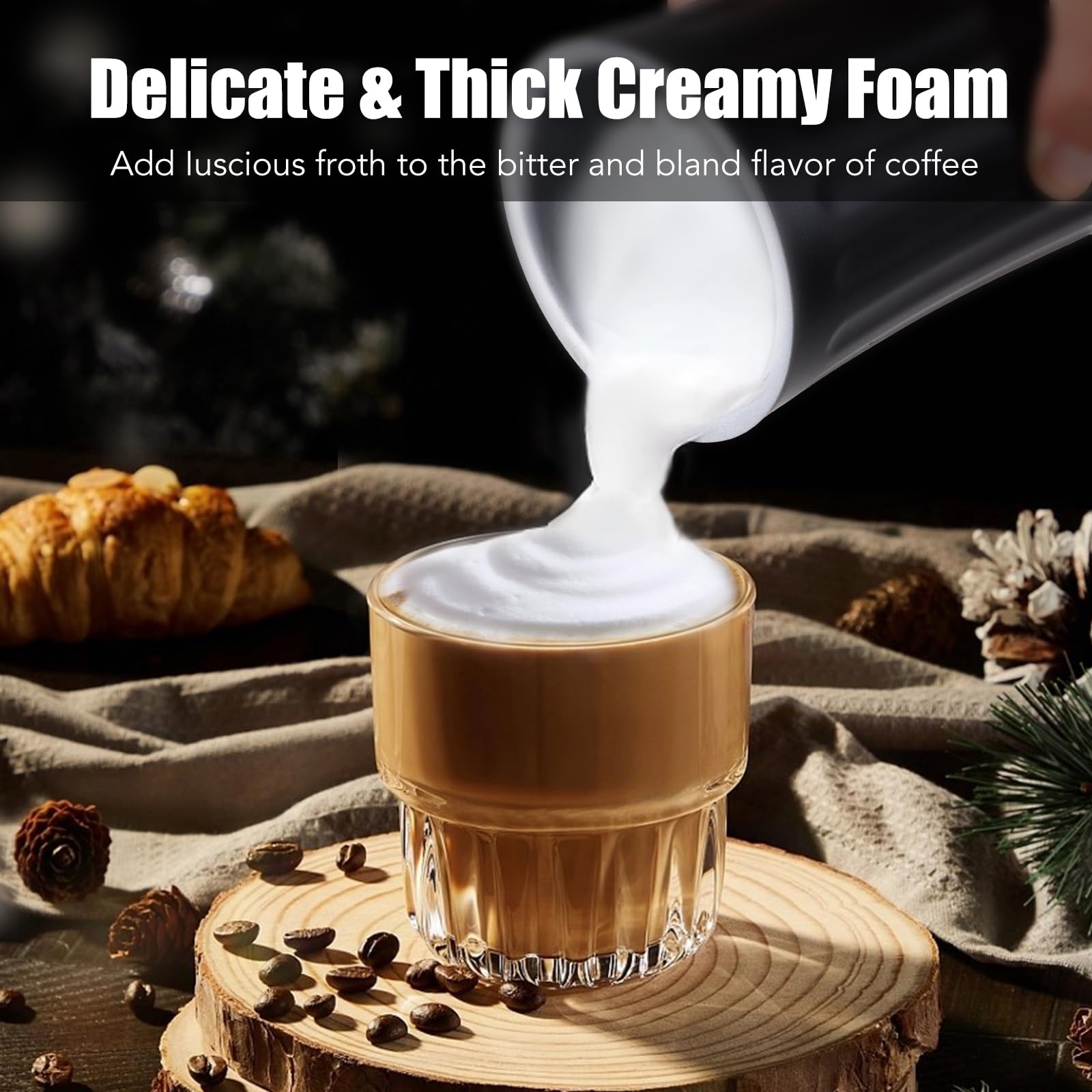 Upgraded 4-in-1 Electric Milk Frother & Steamer - Hot/Cold Foam Maker with Temperature Control & Auto Shut-Off - Perfect for Coffee, Latte, Cappuccino & Matcha - Ideal for Home Baristas & Coffee Lovers (Black)