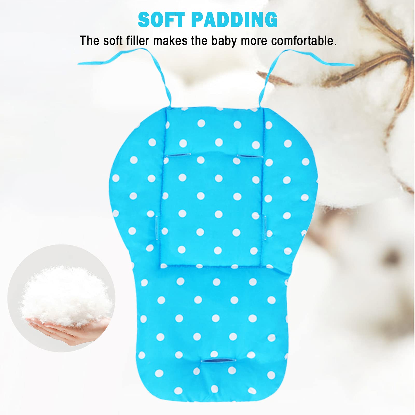 Breathable and Comfortable High Chair Cover & Cushion - Soft Baby High Chair Seat Pad for Feeding - Universal Fit for High Chairs & Strollers - Perfect for Home, Restaurant, and Travel Use (Blue)