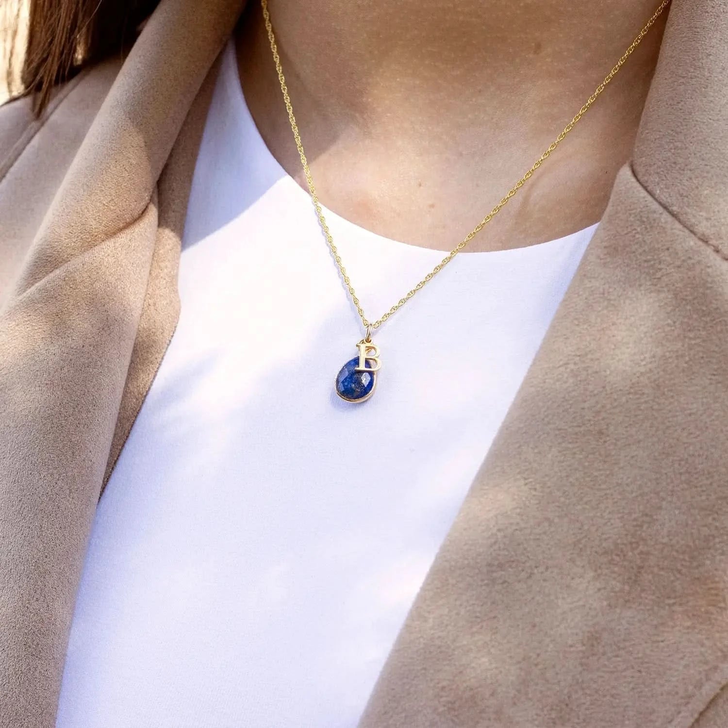 Lapis Lazuli Charm Necklace - 14K Gold September Birthstone Jewelry for Women | Perfect Gift for Birthday, Anniversary & Special Occasions