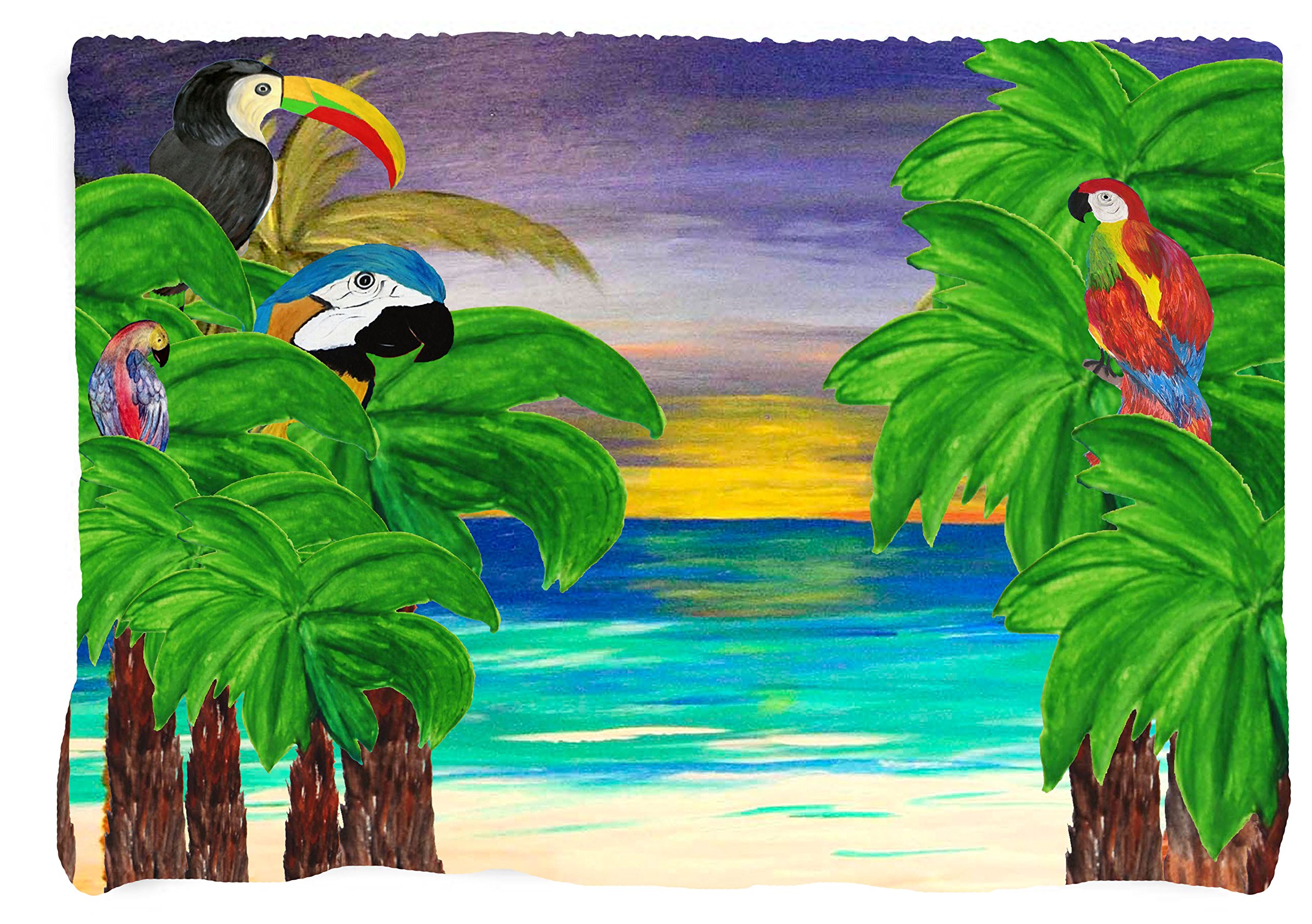 Tropical Birds Beach Throw Blanket - 90x90 Inch Soft Art Blanket for Sofa, Bed & Outdoor Picnics - Coastal Home Decor Gift