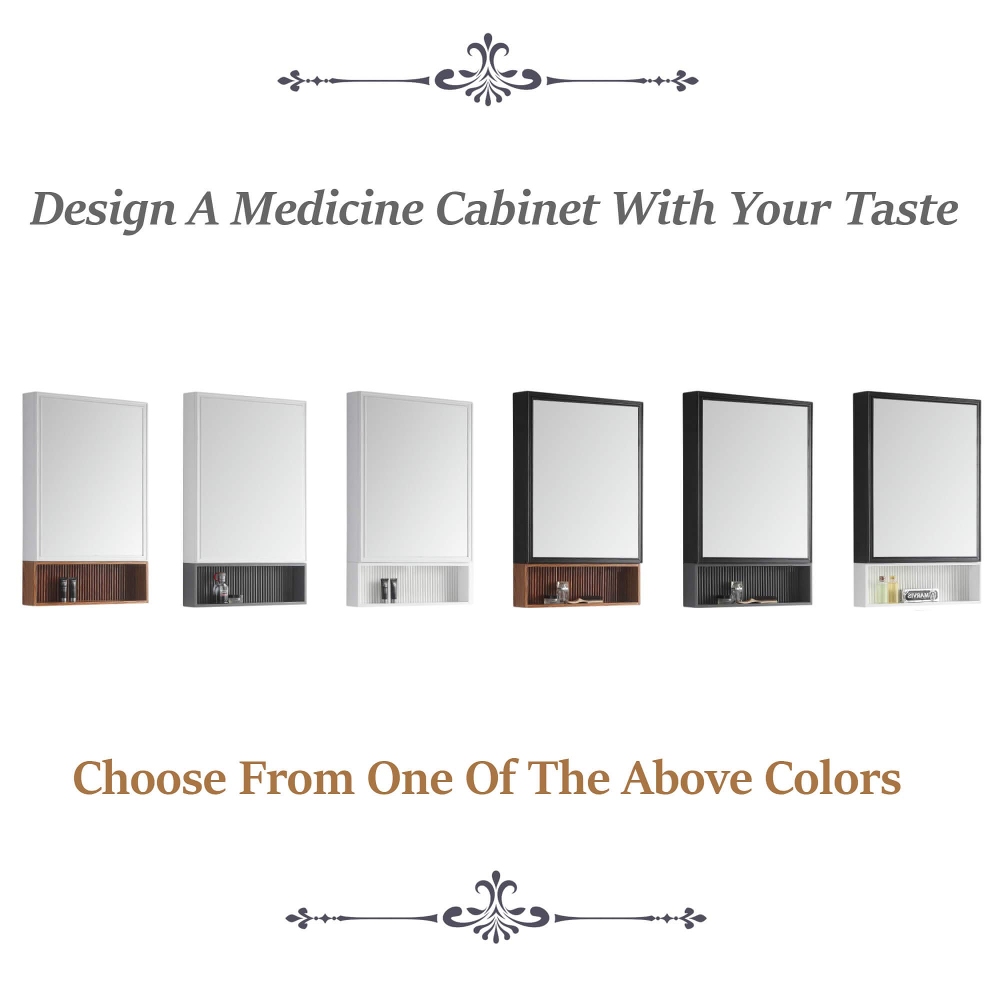 Fine Fixtures Dakota 21-Inch Wide Black Medicine Cabinet with Rock Grey Shelf - Bathroom Storage for Toiletries & Essentials