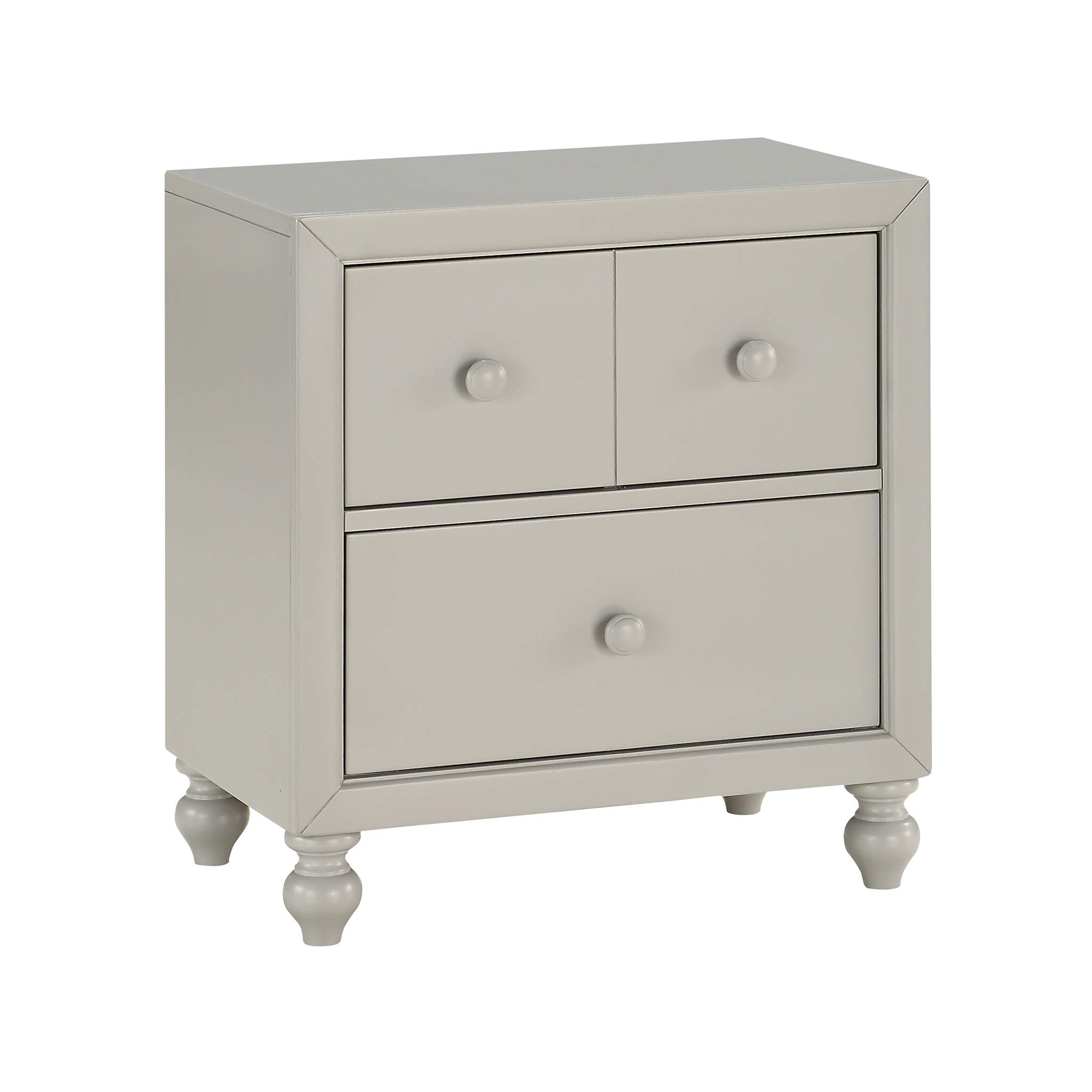 Homelegance 2-Drawer Nightstand with Storage - Compact Bedside Table for Small Spaces, Gray Finish - Perfect for Bedrooms, Apartments & Dorm Rooms