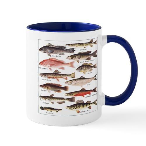 White/Navy Inside - Fish Mugs