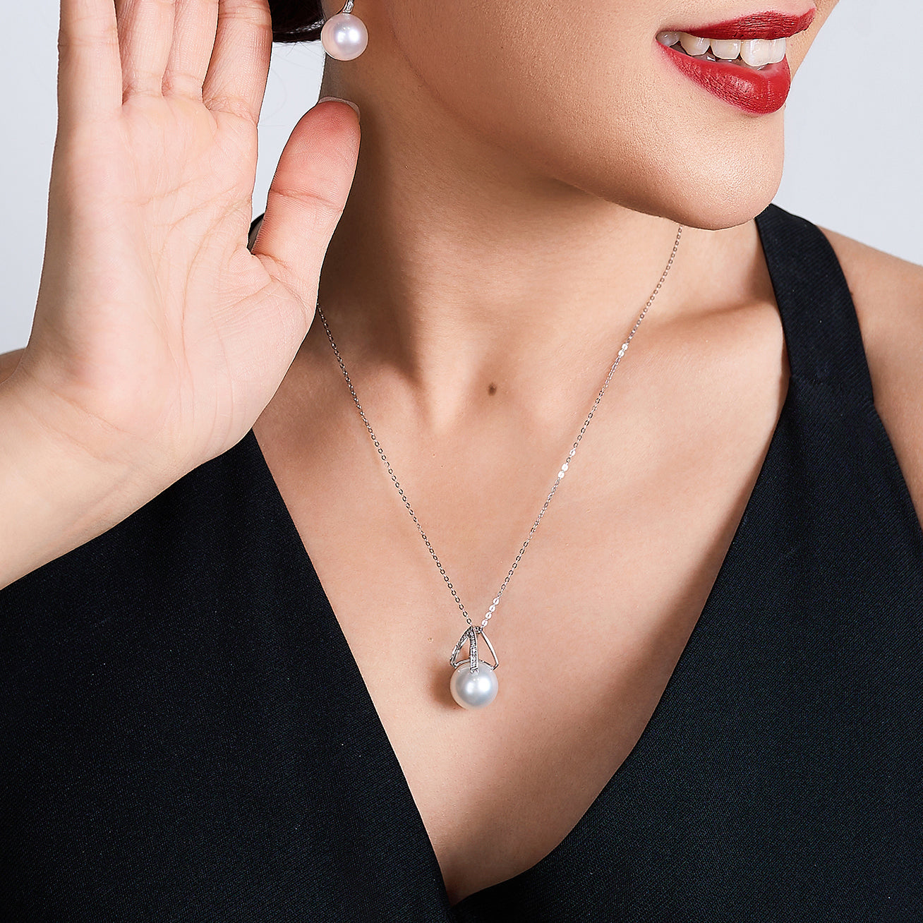 18K Solid Gold Diamond Edison Pearl Necklace for Women - Luxury High-Quality Pearls Jewelry Gift for Anniversary, Wedding & Special Occasions