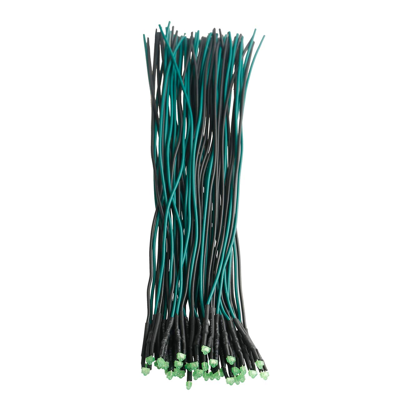 50pcs 12V 1.8mm Green LED Lights - Pre-Wired 7.9 Inch Diffused Lens DC 12v LED Diodes for DIY Electronics, Automotive Lighting, and Home Decoration Projects