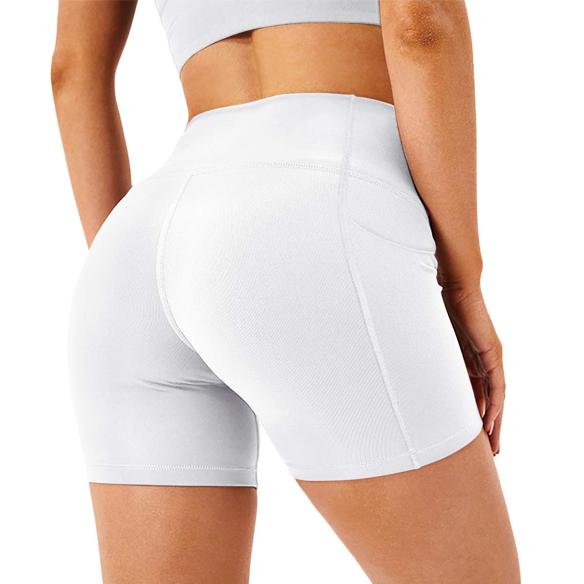 HIAMIGOS Women's High Waisted Workout Shorts - Non See Through Yoga Shorts with Pockets for Gym, Running & Cycling - Perfect for Yoga, Cardio & Active Lifestyle