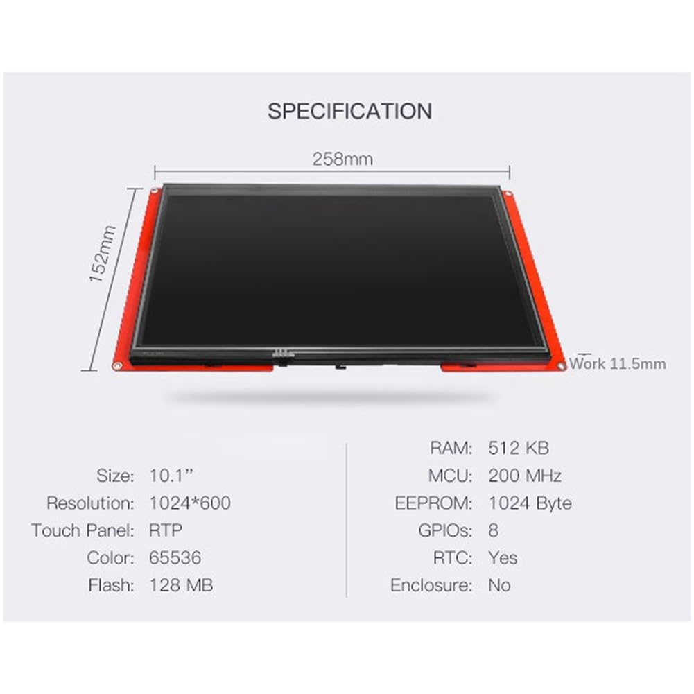 FLCIVSH 10.1-Inch HMI LCD Touch Display NX1060P101-011R-I - Resistive Touchscreen Human Machine Interface for Industrial Automation & Control Systems | Perfect for Factory Equipment, CNC Machines, and Smart Manufacturing