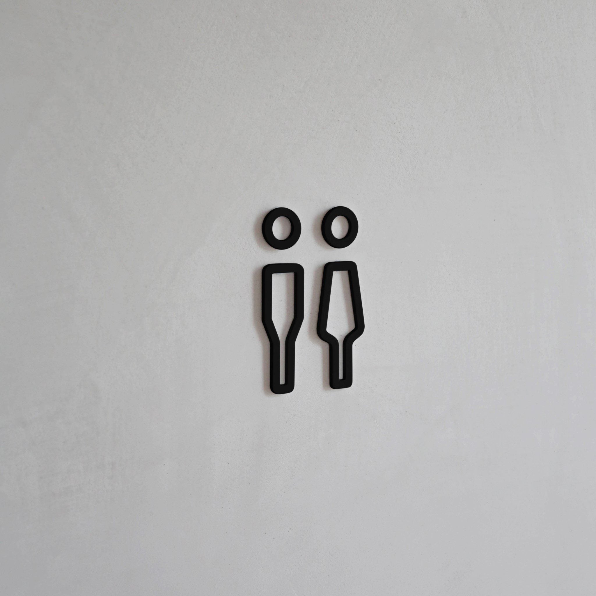DESIGNSTUFF Gender Neutral Restroom Sign - Her/Him Bathroom Signage in Black - Perfect for Offices, Restaurants & Public Spaces