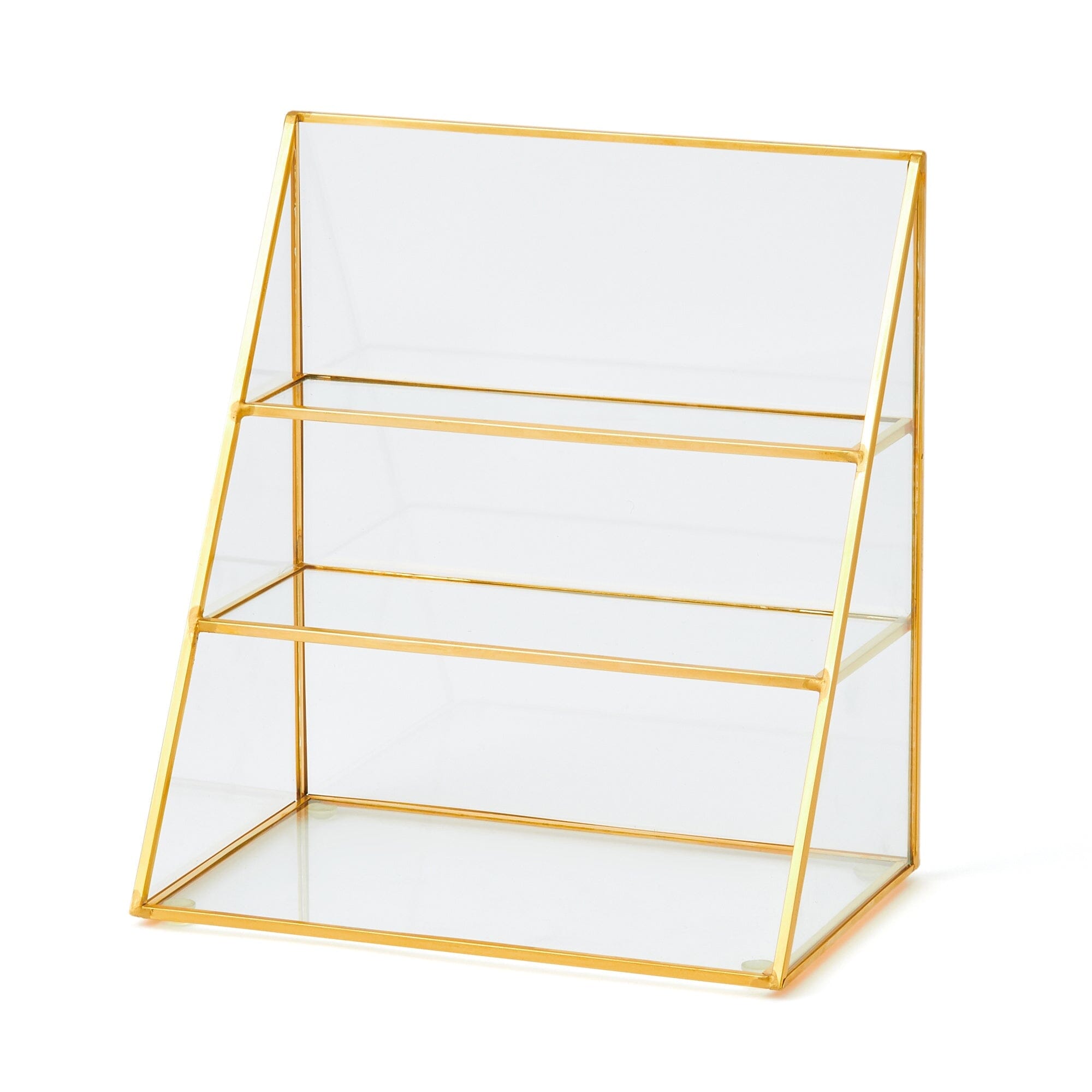 Glass Organizer Stand - 3-Tier Clear Desktop Display for Makeup, Jewelry & Office Supplies | Perfect for Vanity, Bathroom & Workspace Organization