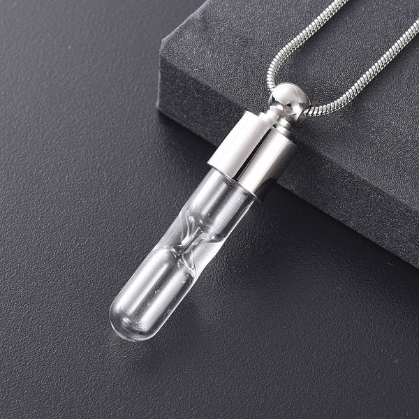 Hourglass Cremation Necklace - Elegant Memorial Jewelry in Silver, Black or Gold - Perfect for Keeping Loved Ones Close in Everyday Life or Special Occasions
