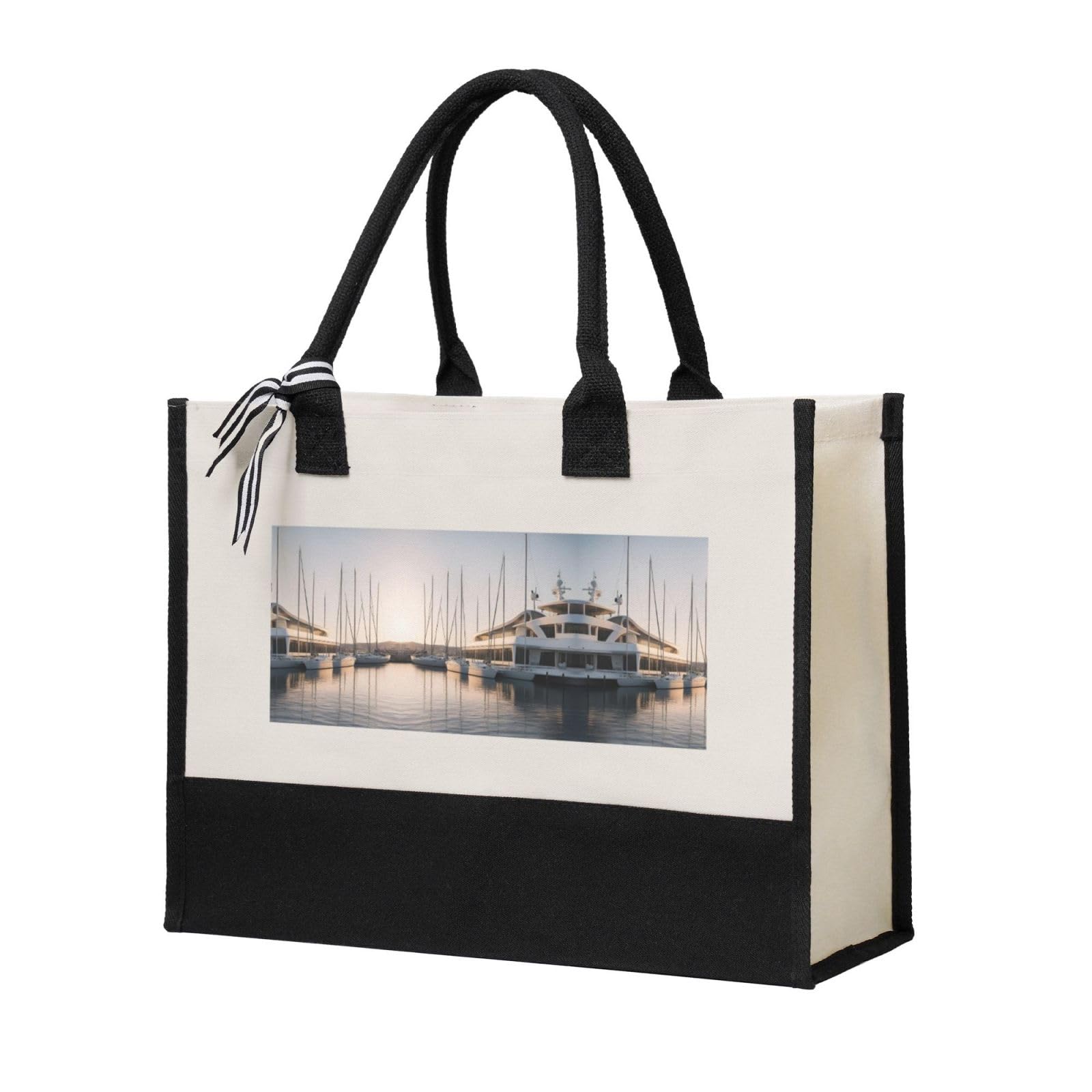 DRTGEDS Premium Large Canvas Tote Bag - Reusable Grocery Shopping Bag with Sturdy Handles | Perfect for Golf, Yacht Club, Beach & Holiday Gifts (Christmas, Birthday)