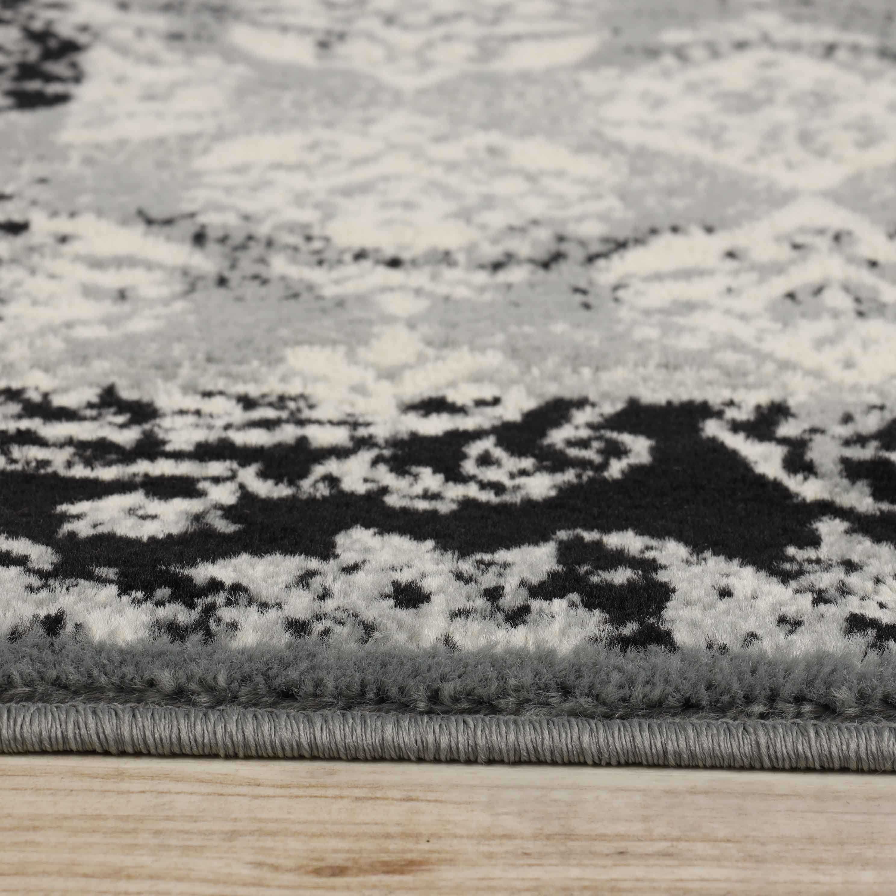Stylish Modern Damask Indoor Area Rugs & Runners - Non-Slip Soft Living Room Carpet for Bedroom, Hallway, Dining Room Decor