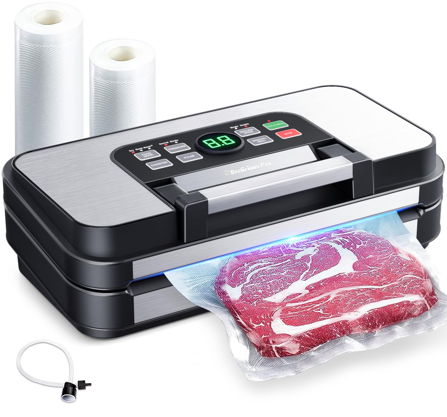 95Kpa High-Power Vacuum Sealer Machine - 10-in-1 Multifunction Food Saver with Double Heat Seal & Pump, Easy-Lock Handle, Built-in Cutter & Storage Bags - Perfect for Meal Prep, Sous Vide, Freezing & Long-Term Food Storage (Green)