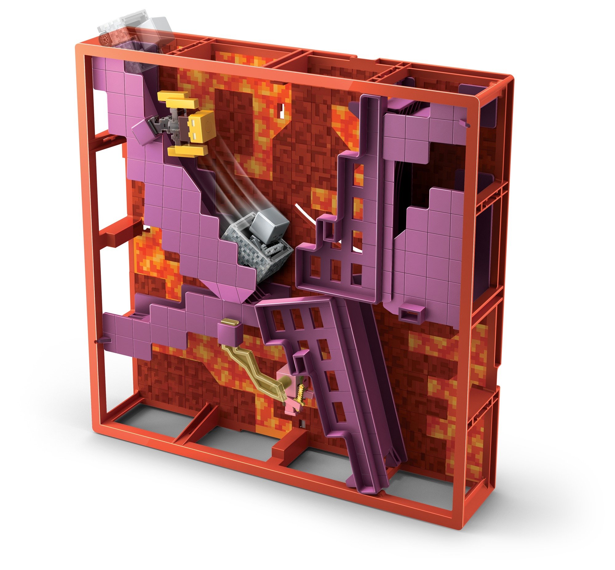 Hot Wheels Minecraft Track Blocks Nether Fortress Playset - Build & Race Toy for Kids, Collectible Die-Cast Cars with Minecraft Theme - Perfect for Creative Play, Birthday Gifts & Collector Displays