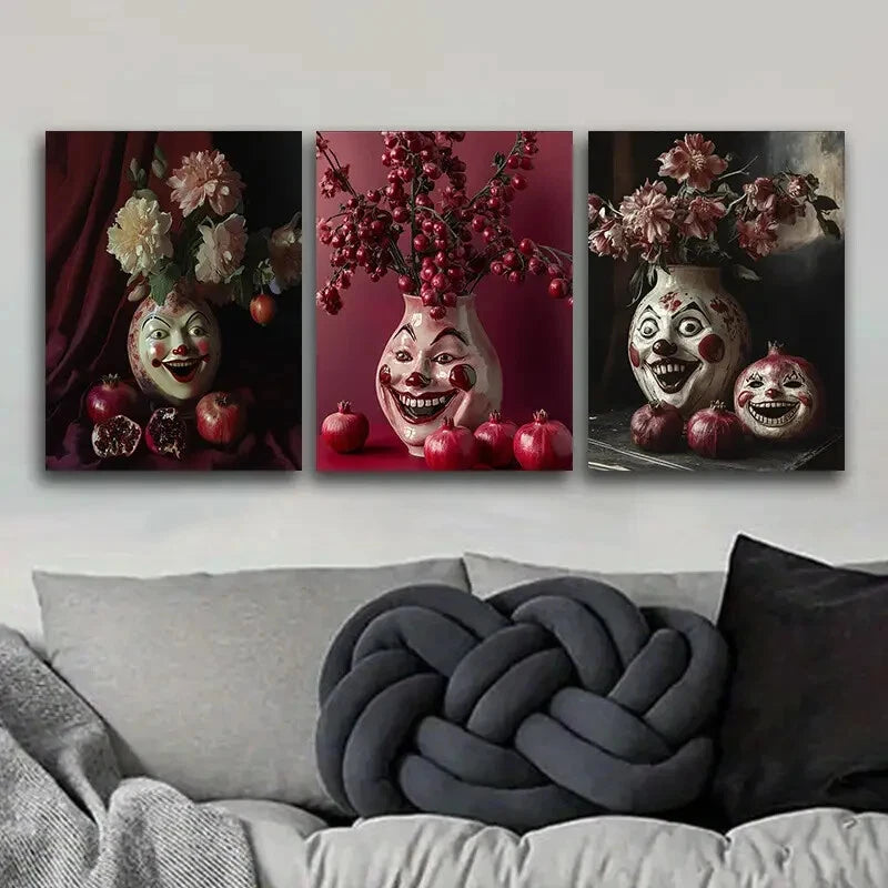 3-Piece Carved Face Metal Vase Wall Art - Ready to Hang Home Decor for Living Room, Bedroom & Office