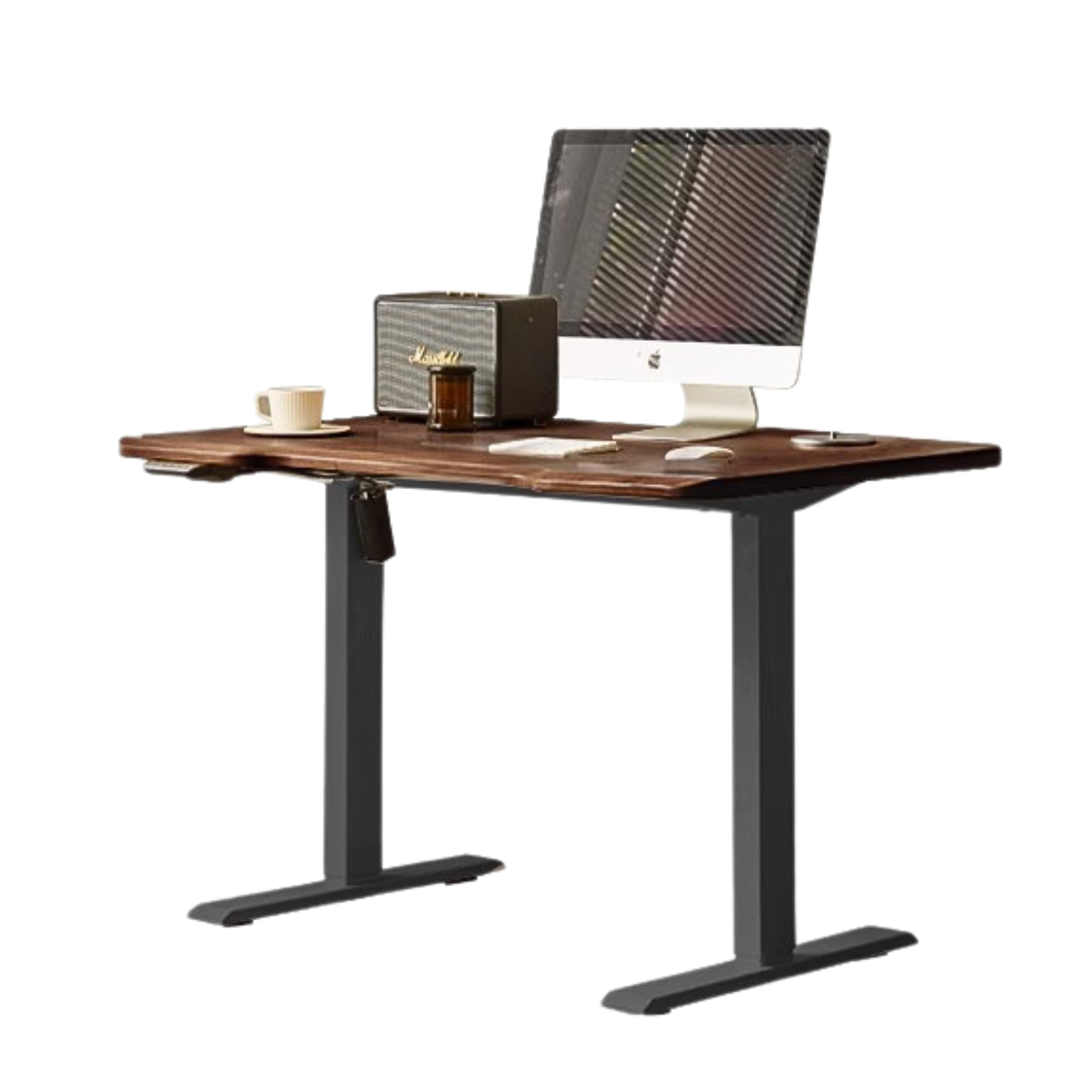 Black Walnut Solid Wood Electric Standing Desk - Adjustable Height Office Desk for Home & Workspace - Perfect for Remote Work, Gaming, and Ergonomic Comfort
