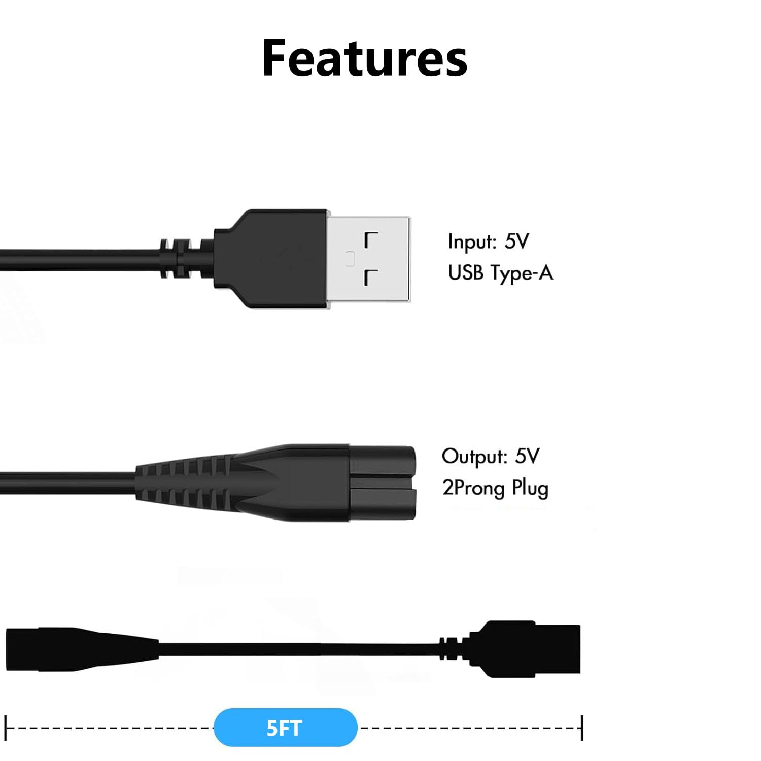 Original Wahl 79434 Charger Replacement Power Cord - Compatible with Wahl Model 79434 Clippers Charging Cable | Perfect for Home & Professional Barber Use