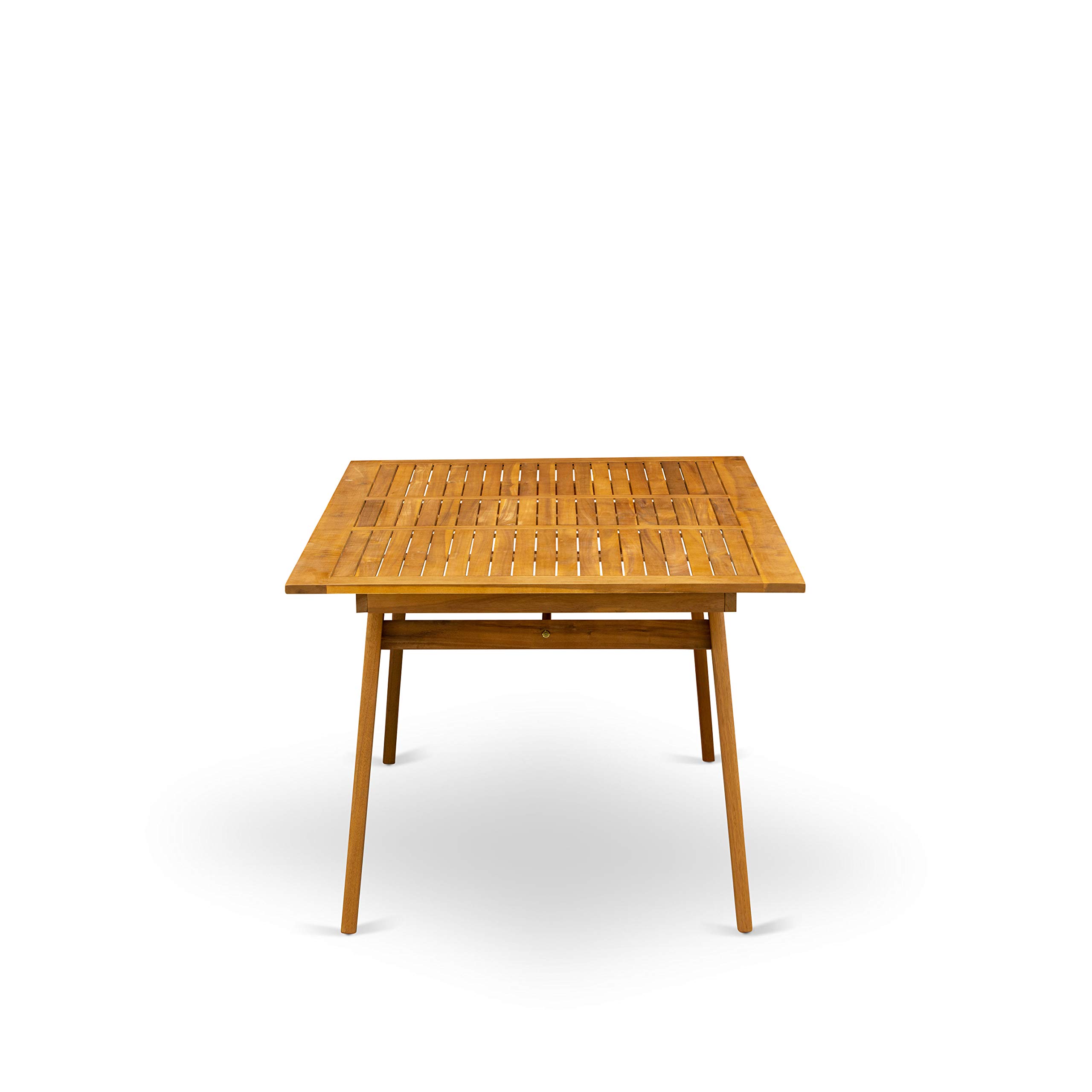 East West Furniture DEBS92CANA 9-Piece Outdoor Patio Dining Set - Rectangle Acacia Wood Table with 2 Folding Arm Chairs & 6 Side Chairs, 40x72 Inch, Natural Oil Finish - Perfect for Backyard BBQs, Garden Parties & Poolside Dining