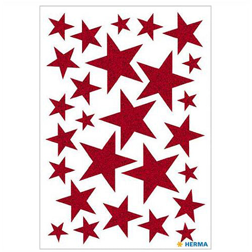 Red Glitter Star Stickers - Self-Adhesive Decorative Stickers for Scrapbooking, DIY Crafts, Laptop & Phone Decoration