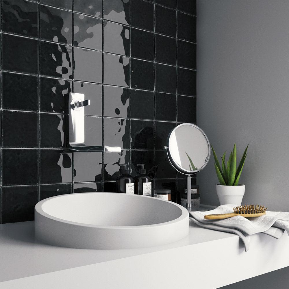 Handmade Zellige Glossy Tile 150x150mm Havana Moss Green - Perfect for Kitchen Backsplash, Bathroom Walls & Mediterranean Style Decor