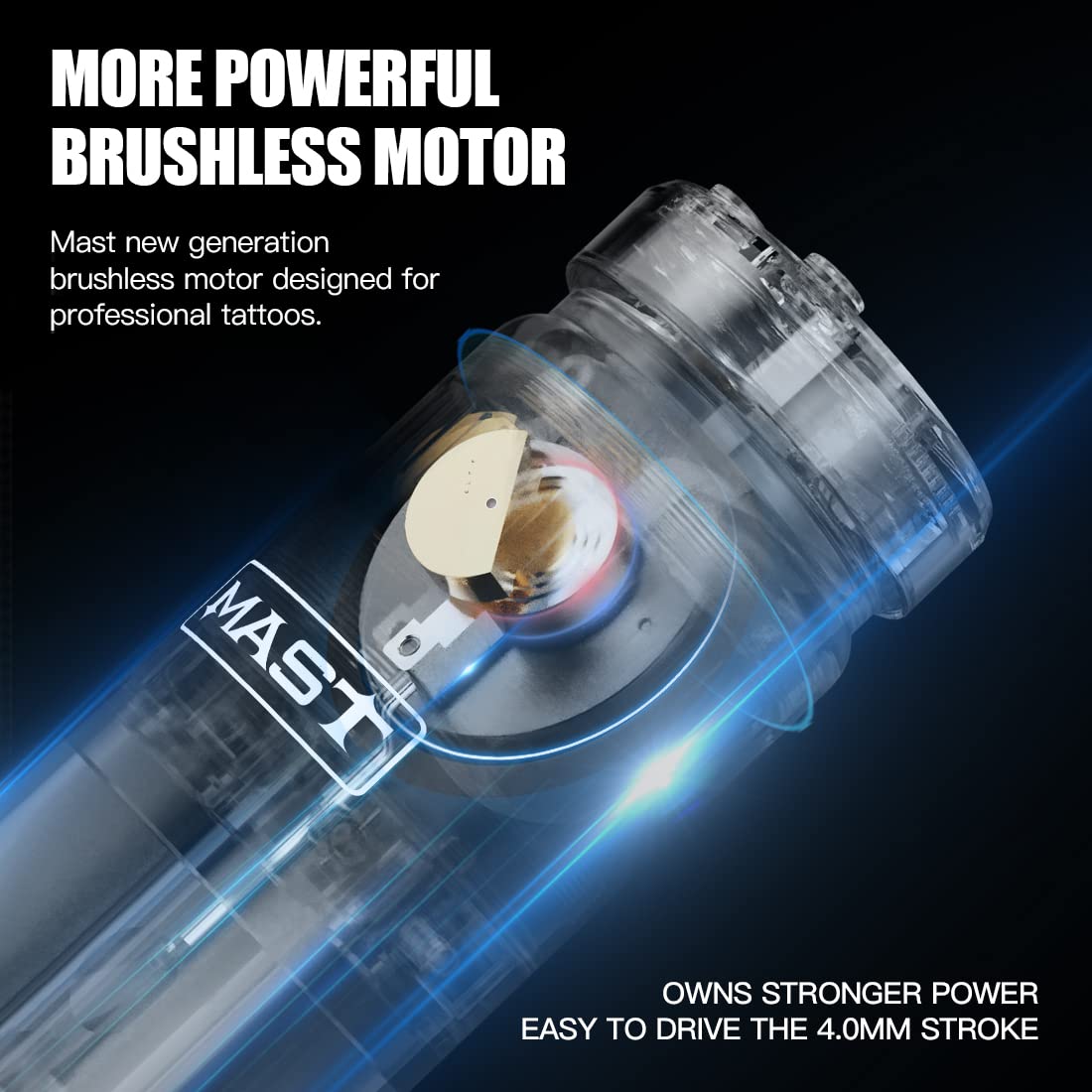 Mast Racer Wireless Tattoo Pen Machine - Brushless Motor Rotary Tattoo Gun with 2 Batteries, Comfort Control & Portable Design (Black, QP-033) | Professional Tattoo Equipment for Artists & Beginners | Home Studio & Travel Tattooing