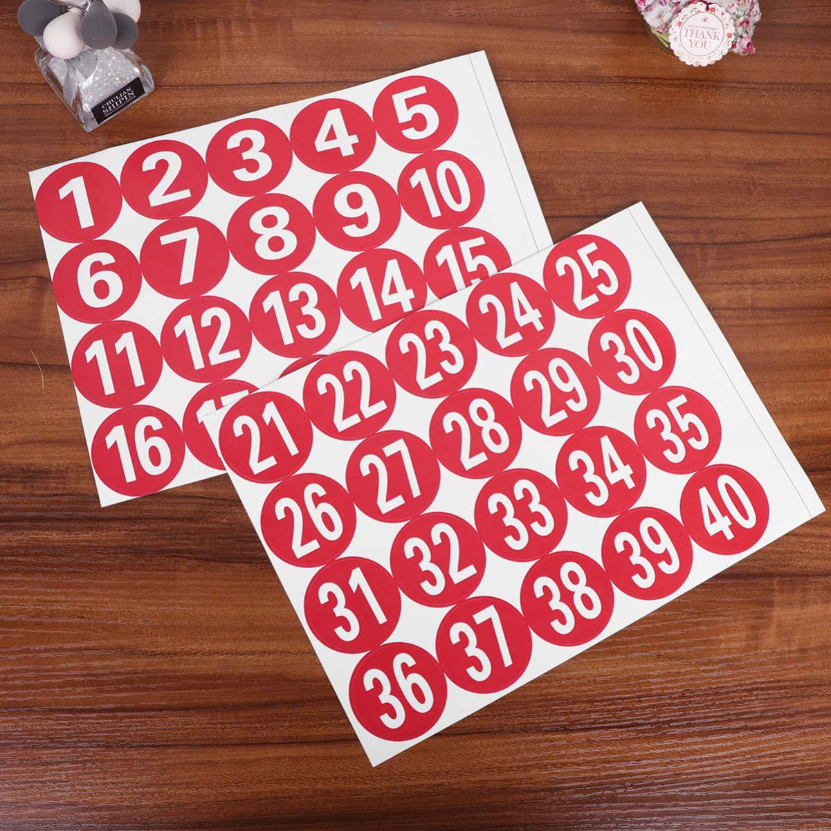 NUOBESTY Custom Number Stickers 1-40 - Self Adhesive Decorative Markers for Tables, Bags & Home - 40PCS Letter & Serial Stickers for DIY Crafts, School Projects & Organization