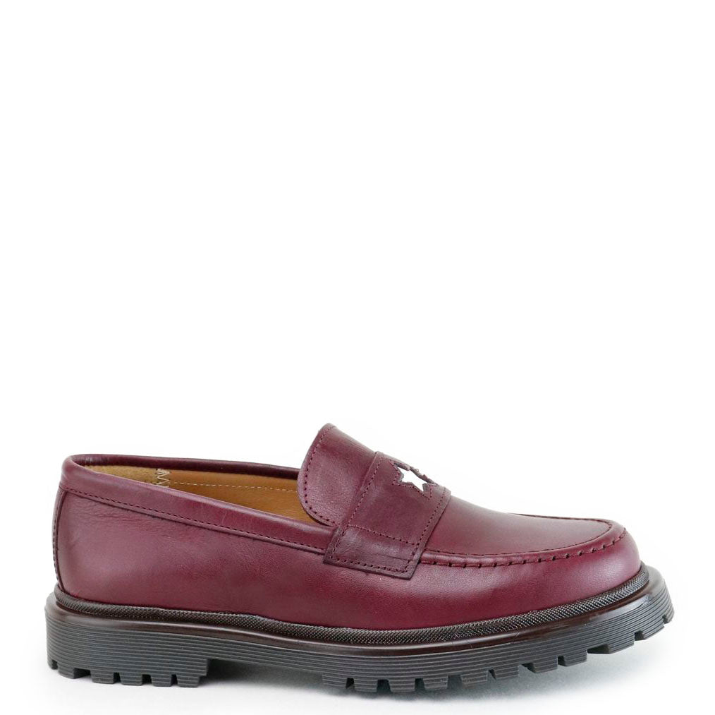 Burgundy Star Chunky Loafers for Women - Comfortable Slip-On Shoes with Non-Slip Sole | Perfect for Office, Casual Wear & Travel