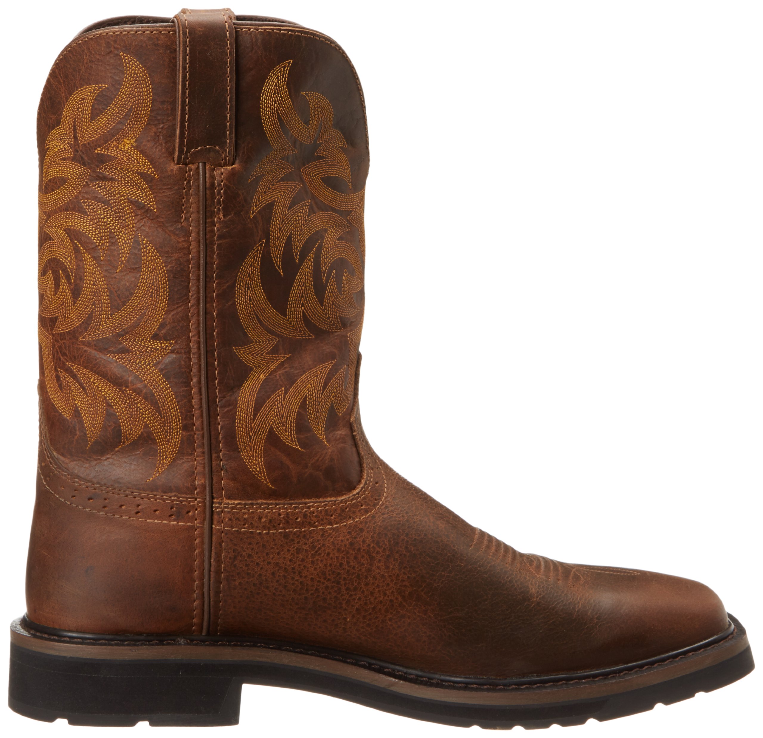 Justin Original Work Boots for Men - Driller Pull-On Square Toe Steel Toe Work Boots - Durable & Comfortable for Construction, Ranch & Outdoor Work