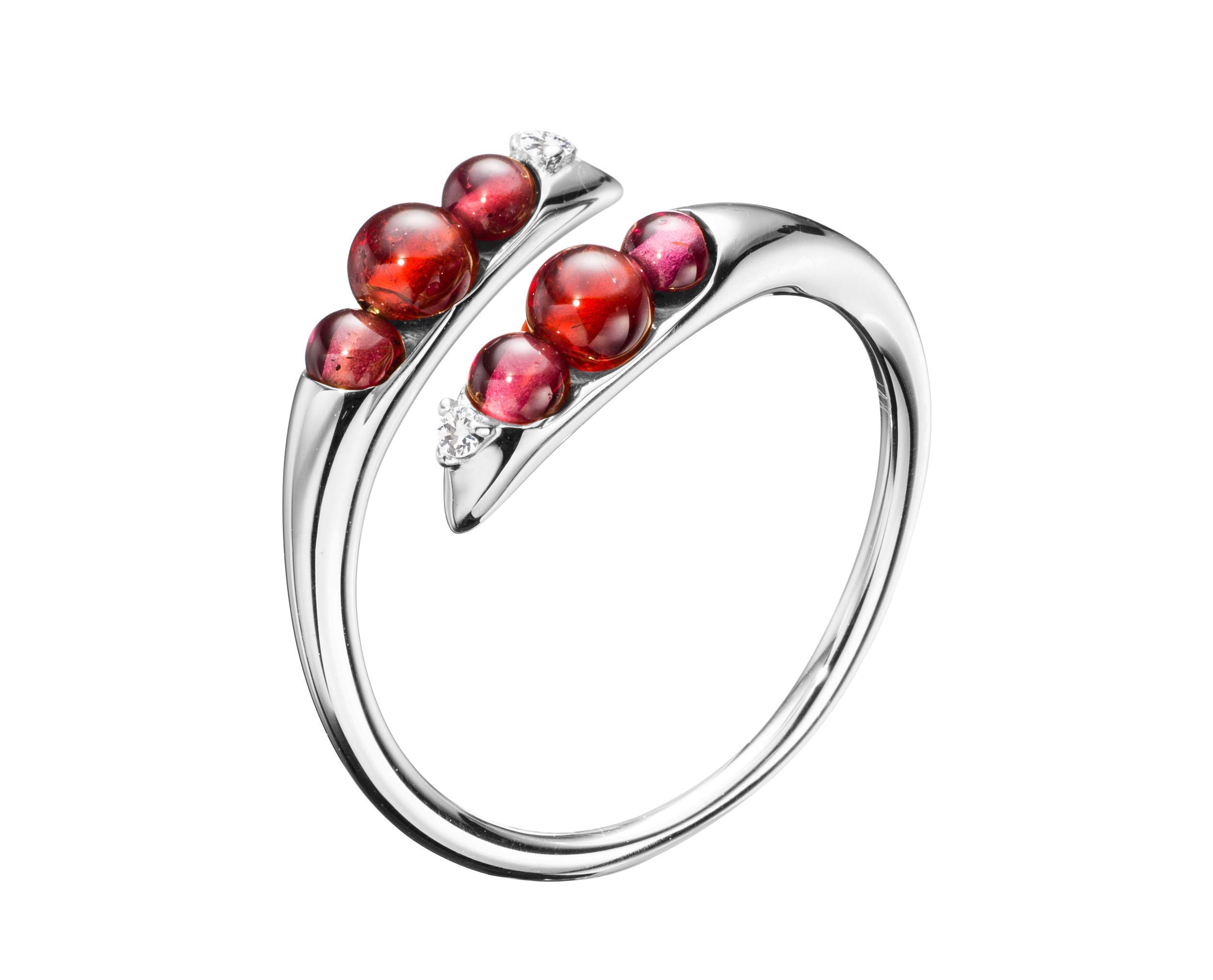 Majade Handmade 14K White Gold Garnet Ring - January Birthstone, Engagement & Wedding Ring with Red Gemstone | Unique Minimalist Alternative Jewelry for Nature Lovers | Perfect for Anniversaries, Proposals & Special Occasions