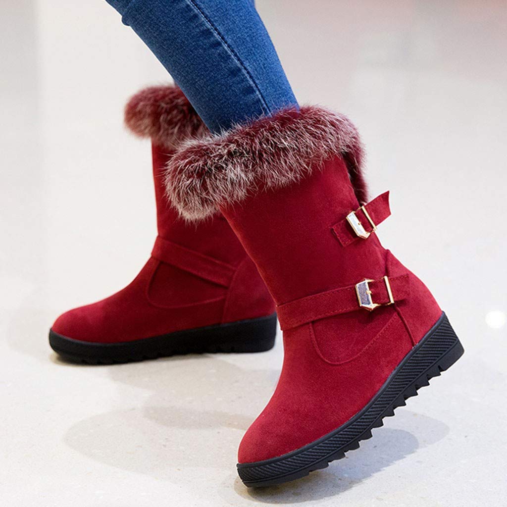 Gibobby Women's Flat Snow Boots - Warm Bucket Ankle Booties for Winter | Slip On Comfortable Outdoor Shoes for Snow, Hiking & Casual Wear