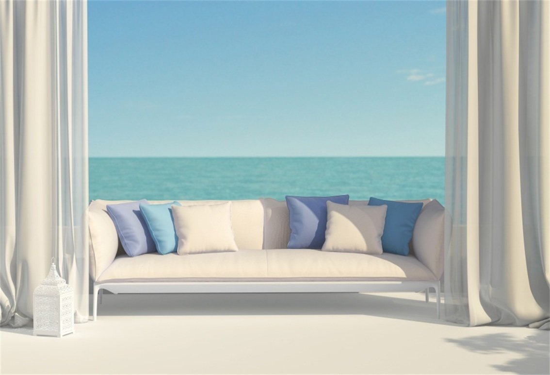 5x3ft Romantic Beach Photography Backdrop - Ocean Scenic Summer Vacation Wedding Portrait Studio Props for Indoor/Outdoor Photo Shoots, Home Decor, and Social Media Content