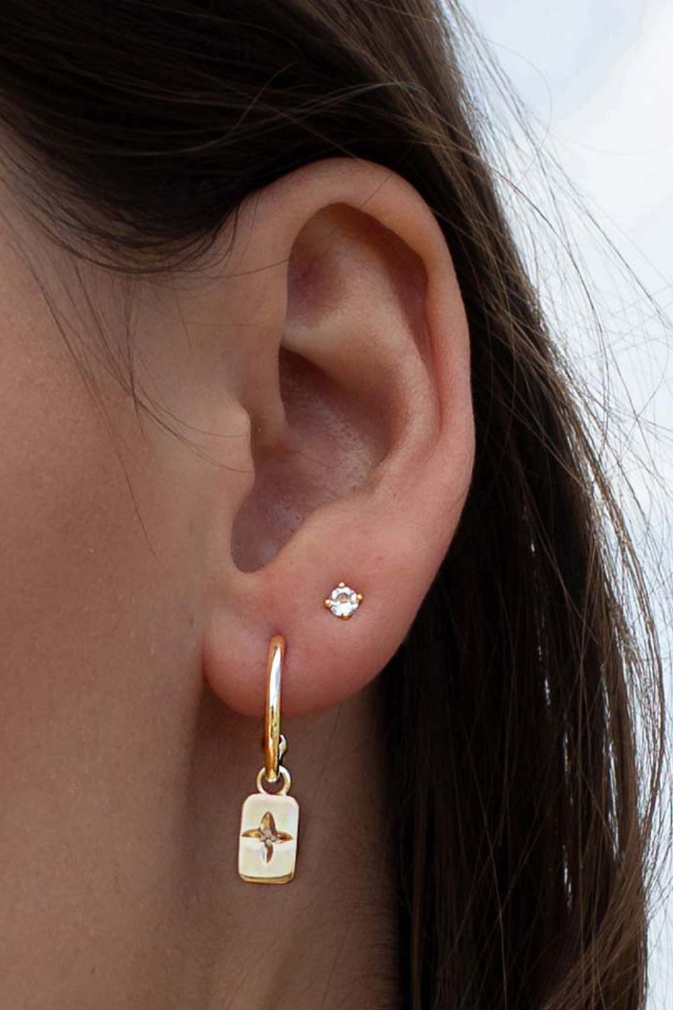 18k Gold Plated Clover Rectangle EOL Earrings for Women - Elegant Dangle Drop Earrings for Party, Wedding & Everyday Wear
