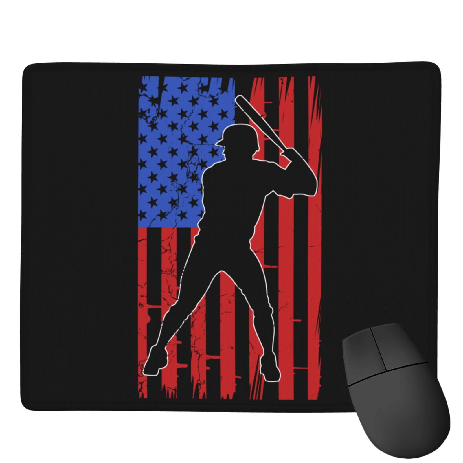 SIYTUAU American Flag Baseball Mouse Pad - Waterproof, Non-Slip Rubber Gaming Mousepad for Laptop & Office (7x9 inches) - Perfect for Gamers, Work & Patriotic Decor