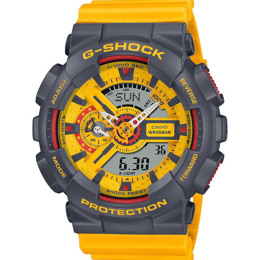 G Shock GA110Y-9 90s Retro Digital Sport Watch for Men - Durable Waterproof Wristwatch for Outdoor, Work & Casual Wear