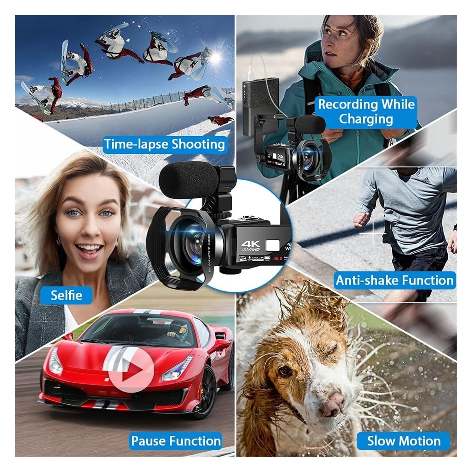 NMBHUS 4K Video Camera for Live Streaming & Vlogging - Digital Camcorder with Wide Angle Lens, Night Vision, 16GB SD Card Included - Perfect for YouTube, Travel, Sports & Event Recording