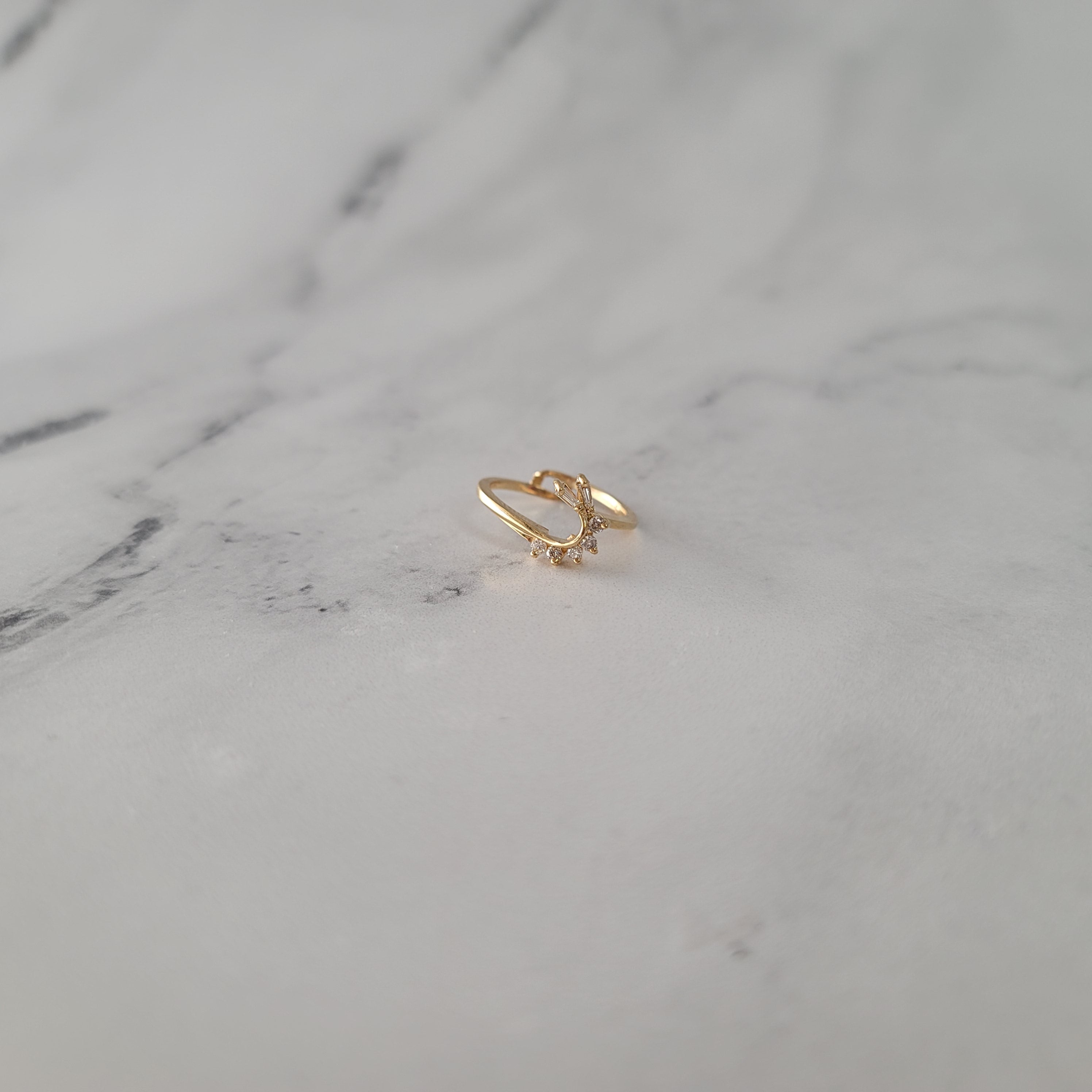 Diamond Baguette Wrap Enhancer Ring - Right Side Swoosh Design for Women | Perfect for Engagement, Wedding, Anniversary & Special Occasions