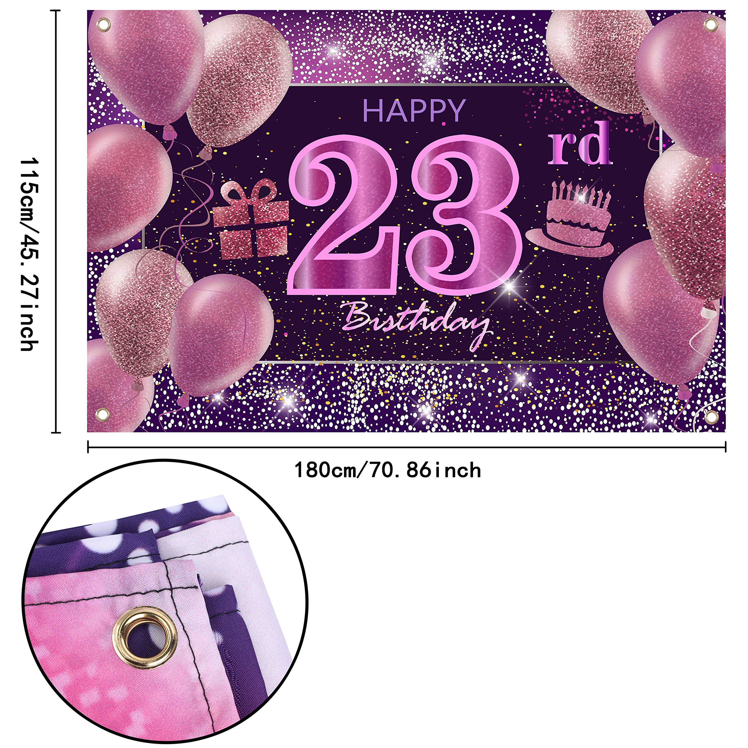 IMISI Pink Happy Birthday Banner - 23rd Birthday Party Decorations for Women & Girls | Perfect for Birthday Backdrops, Photo Booths & Celebration Decor