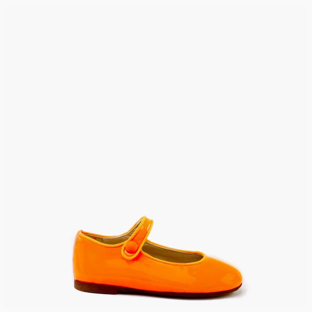 Neon Orange Patent Leather Mary Jane Shoes for Women - Comfortable & Stylish for Parties, Weddings, and Everyday Wear