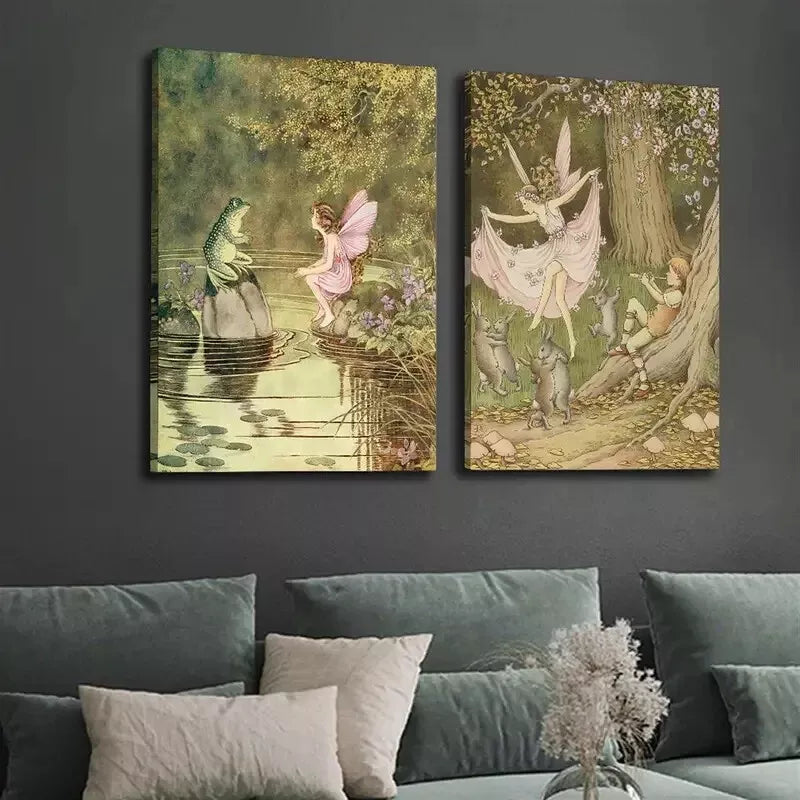 2-Piece Whimsical Forest Scene Framed Canvas Wall Art - 50x75cm High-Quality Print, 100% Australian Made, Ready to Hang - Perfect for Living Room, Bedroom & Office Decor