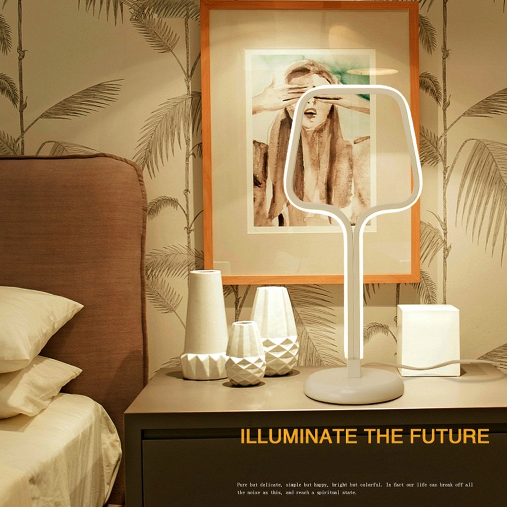 Modern LED Table Lamp - Creative Fashion Bedside Lamp for Bedroom, Study & Office - Eye-Caring Desk Light with Simple Design - Perfect for Home, Hotel & Living Room Decor (White) - Ideal for Reading, Working & Creating Cozy Atmosphere
