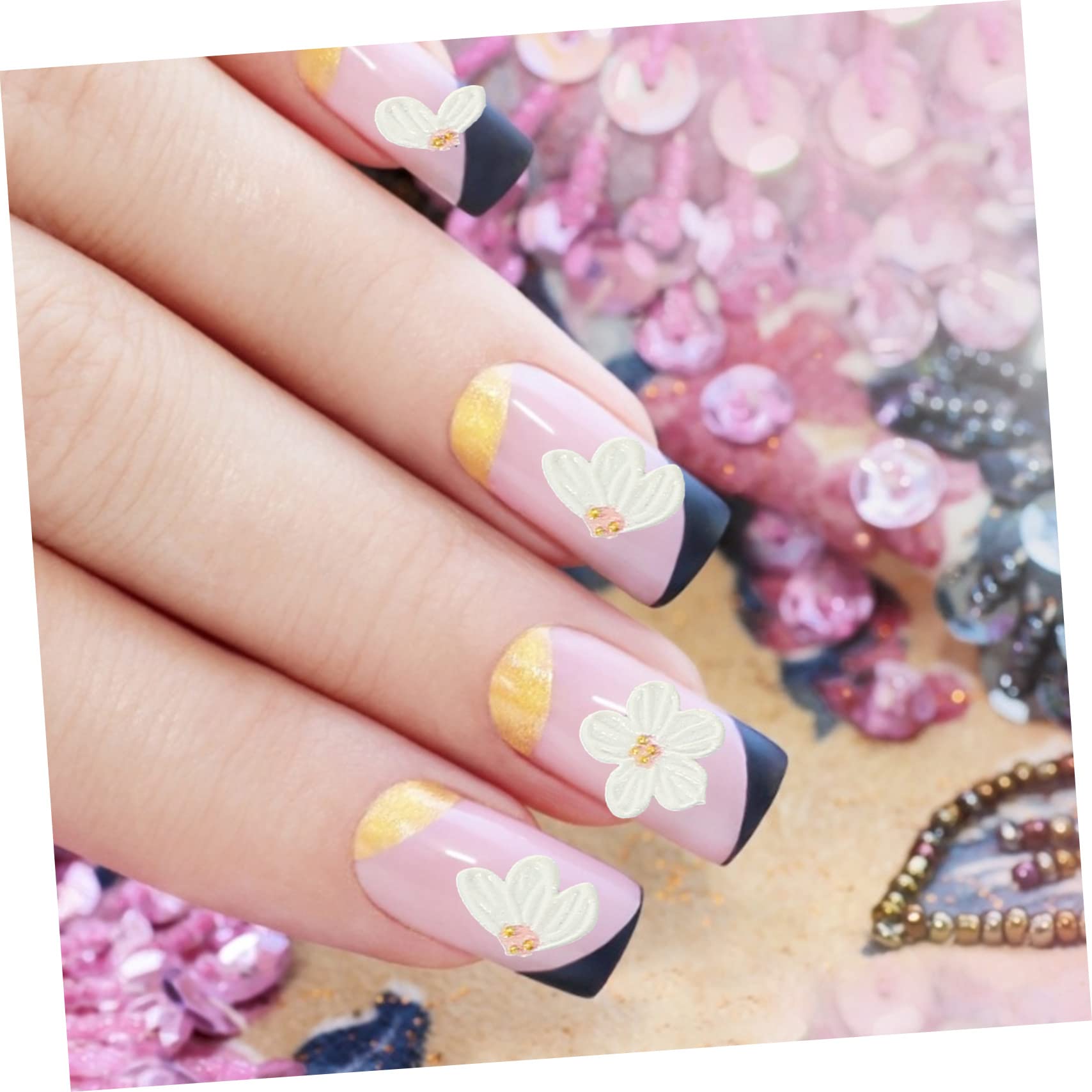 Mikinona Floral Nail Sticker Set - Embossed Nail Decals with Chic Patterns for DIY Nail Art, Manicure & Pedicure Decorations - Perfect for Parties, Weddings, and Special Occasions
