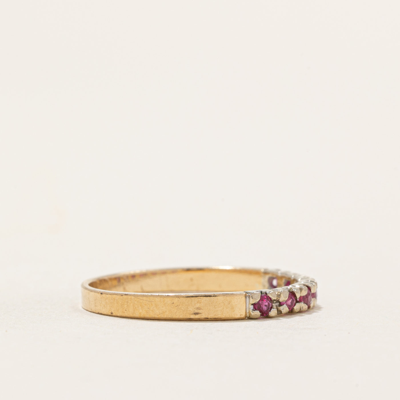 Semi Eternity Ruby Ring | 0.07ctw Genuine Ruby | Size 6.5 | Elegant Wedding Band, Anniversary Gift for Her, Valentine's Day Jewelry