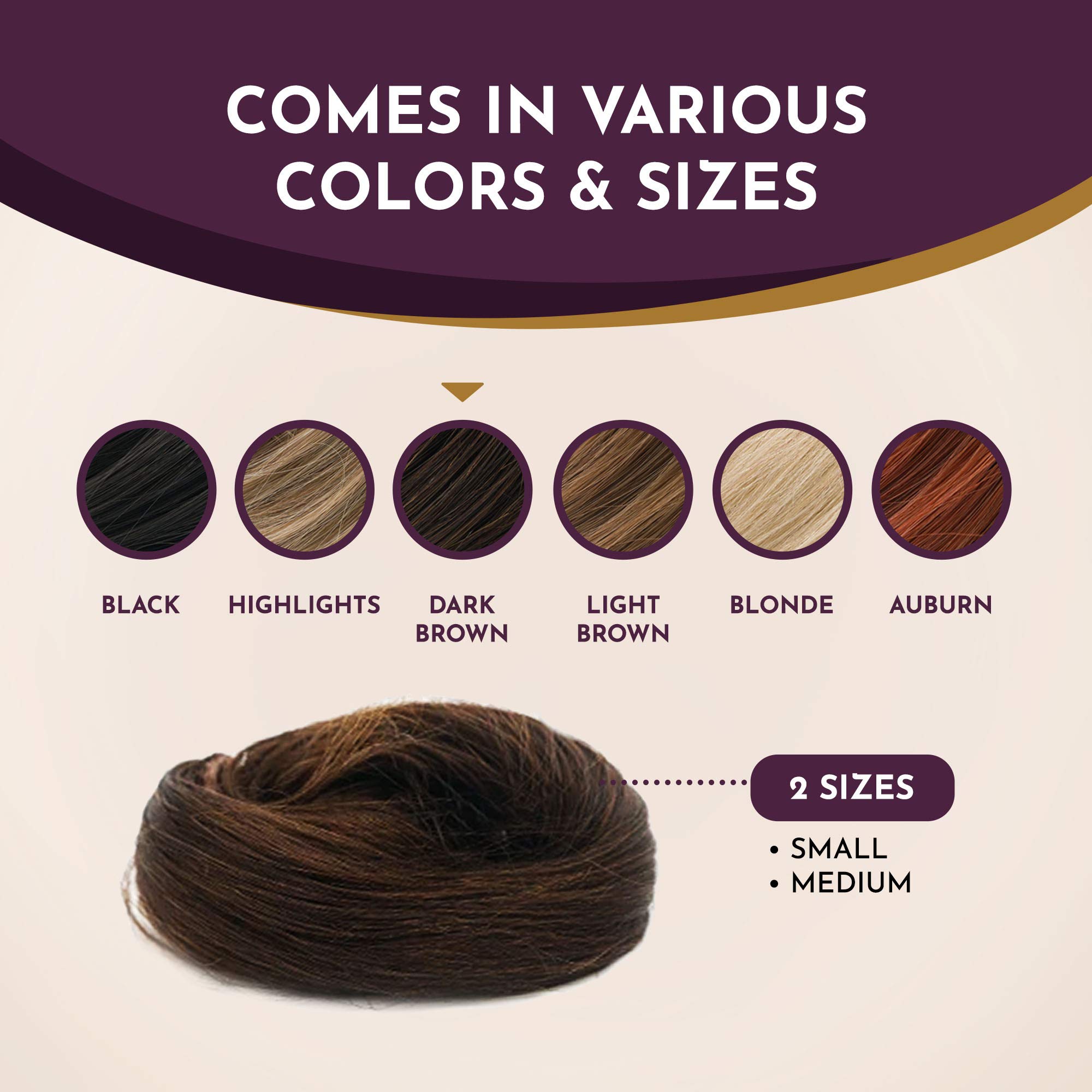 Perfect Hair Bun Maker for Short & Thin Hair - Real Human Hair Extension, Dark Brown | Easy Fake Hair Buns & Donut Mesh | Great for Weddings, Cosplay & Daily Styling