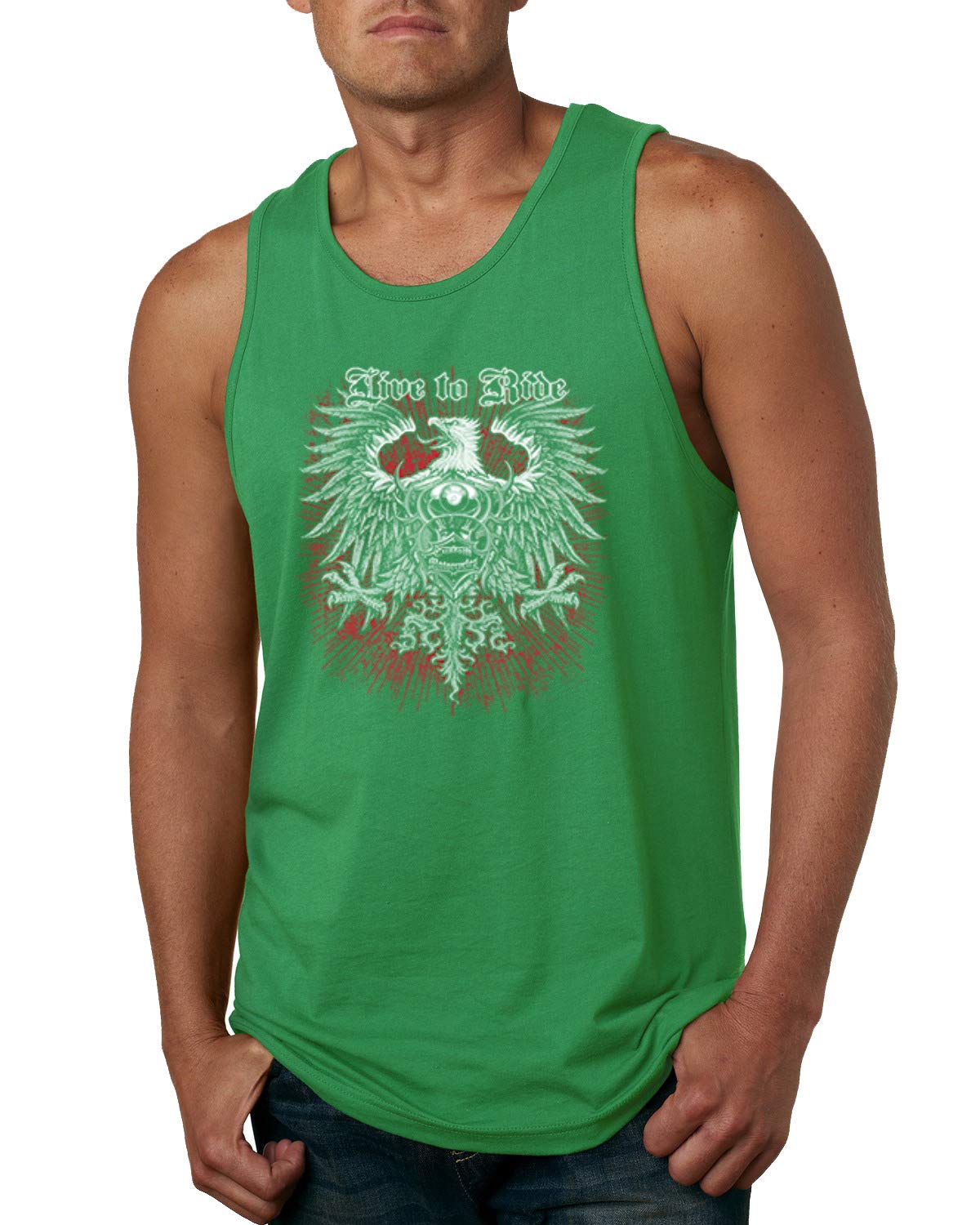 Live to Ride Motto Motorcycle Club Graphic Tank Top for Men - Perfect for Biker Events, Motorcycle Rides & Casual Outfits