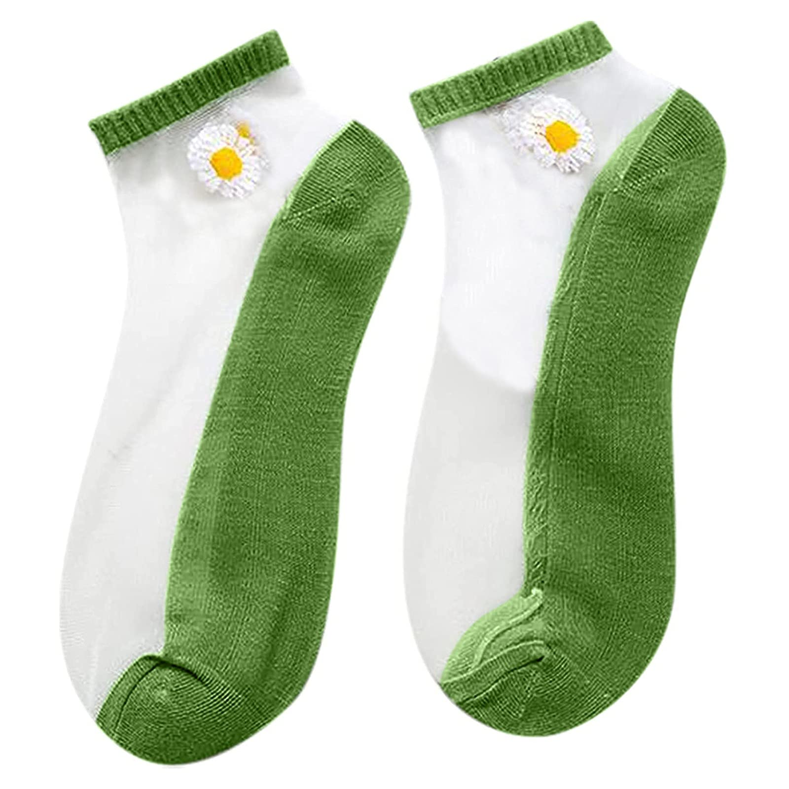 Lovor 5-Pack Sheer Mesh Lace Ankle Socks for Women - Breathable No-Show Socks, Daisy Pattern, One Size Fits Most - Perfect for Sneakers, Flats & Everyday Wear