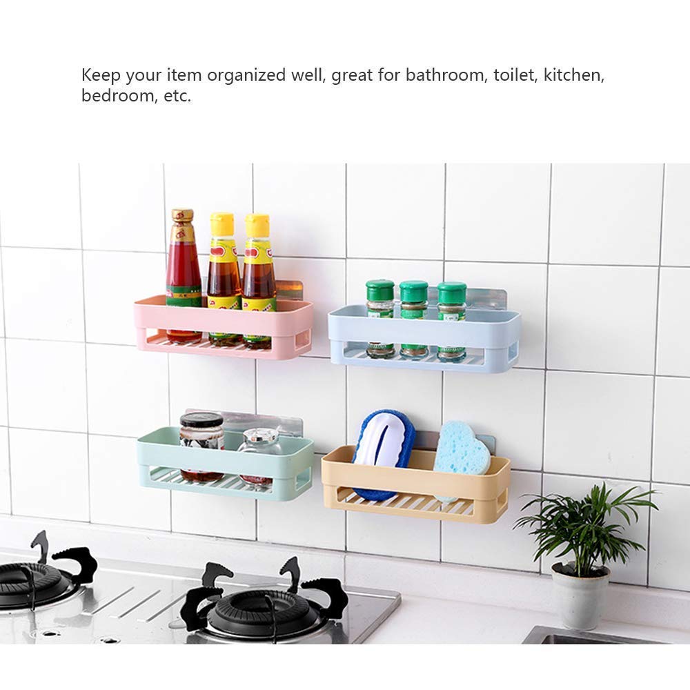 POXEFLIP Multipurpose Wall Mounted Shelf - Plastic Bathroom & Kitchen Storage Rack, Hanging Organizer for Toiletries, Spices, Cosmetics - Perfect for Small Space Organization in Bathroom, Kitchen, Office