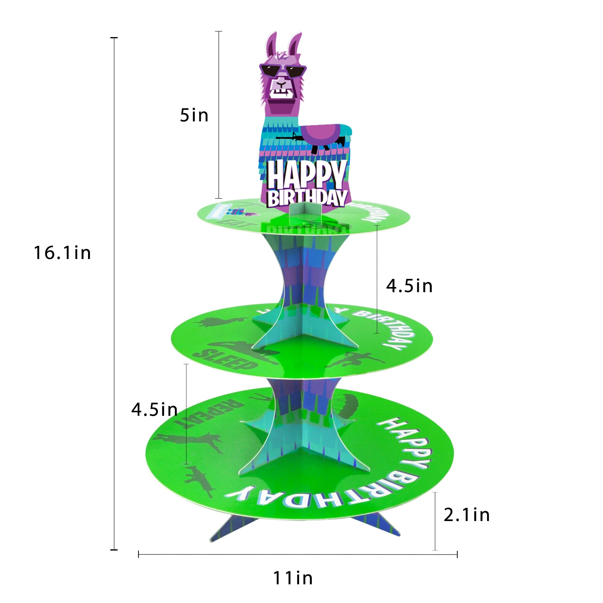 3-Tier Llama Video Game Cupcake Stand - Perfect for Gamer Birthday Parties, Tea Time & Game Night Decorations